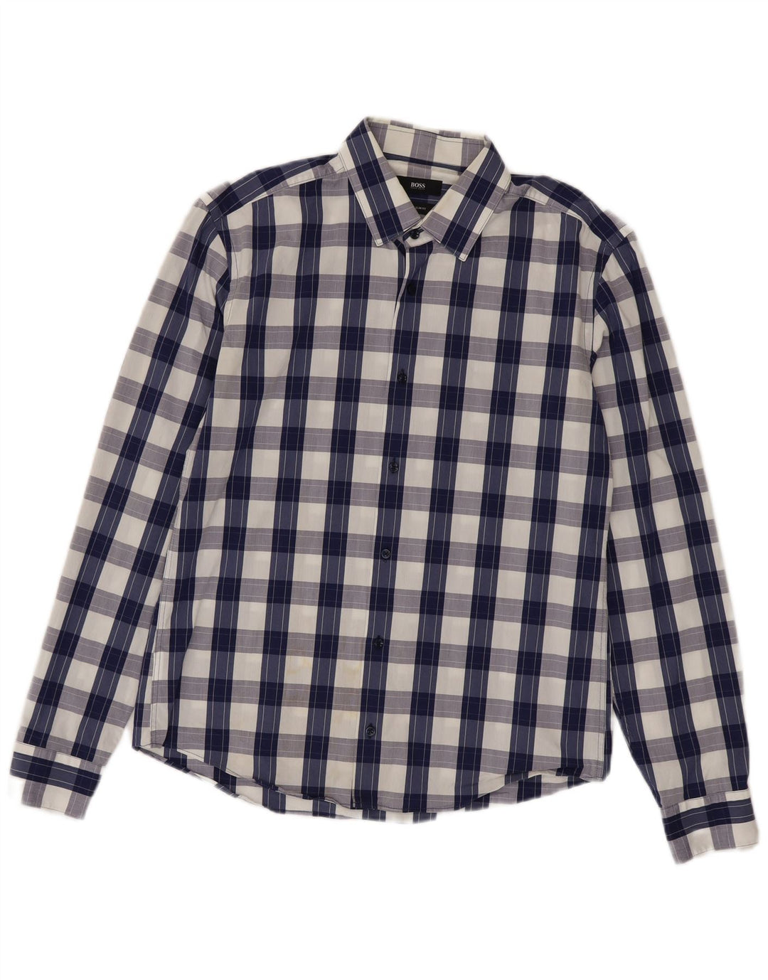 Hugo Boss Mens Slim Fit Shirt Size 40 15 3/4 Medium Blue Check