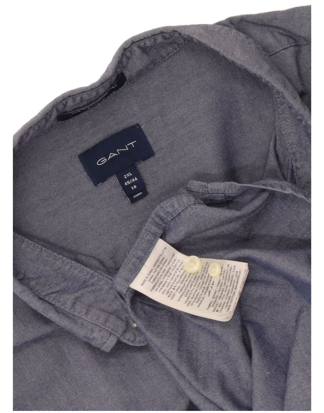 Gant Mens Regular Fit Shirt Size 45/46 18 2XL Blue Cotton