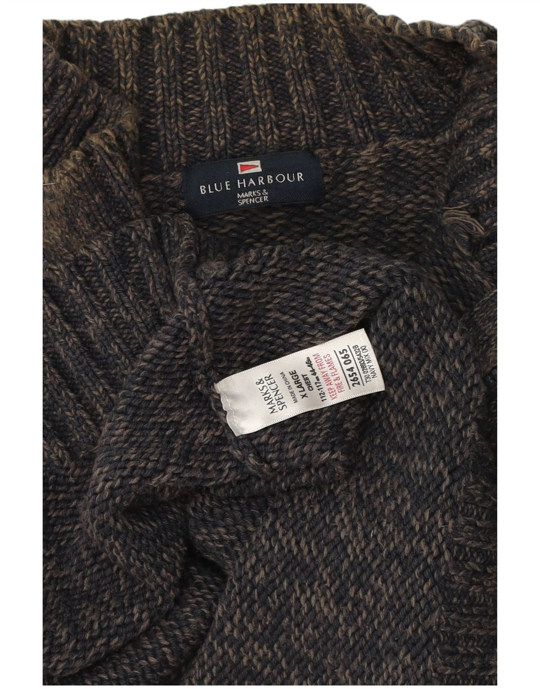 Marks & Spencer Mens Blue Harbour Zip Neck Jumper Sweater XL Navy Blue