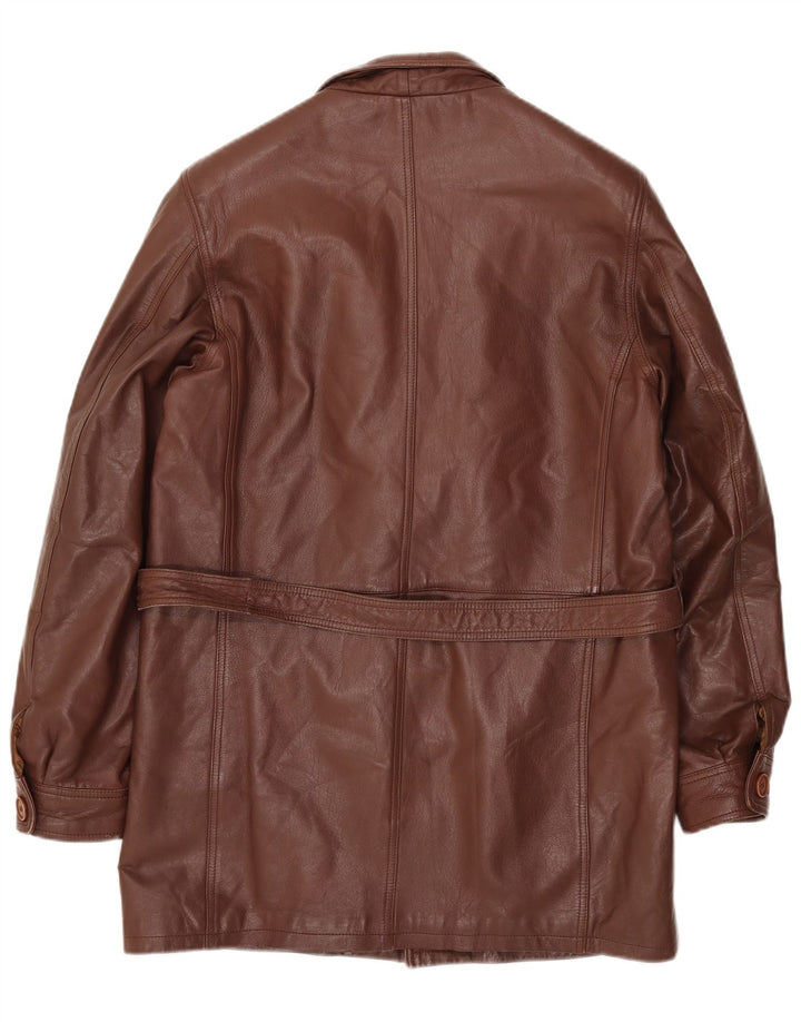 Vintage Mens Leather Coat IT 46 Small Brown