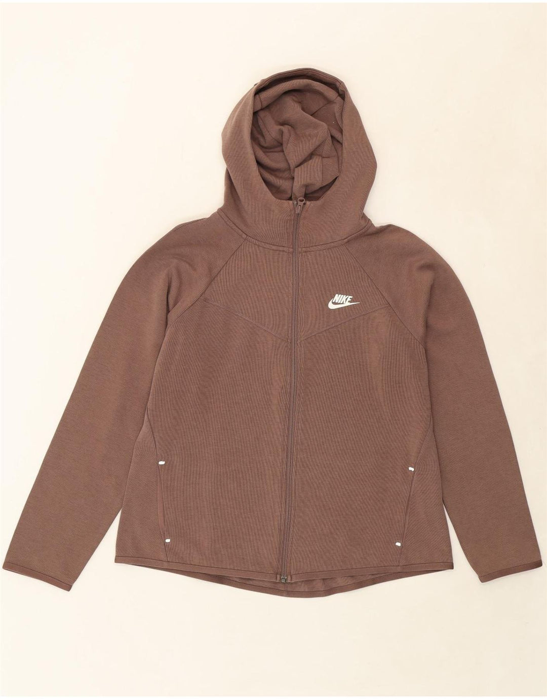 NIKE Womens Zip Hoodie Sweater UK 16 Large Brown Vintage Nike and Second-Hand Nike from Messina Hembry 