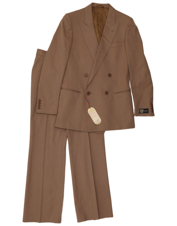 Vintage Mens 2 Piece Suit IT 48 Medium W30 L32 Brown Pinstripe