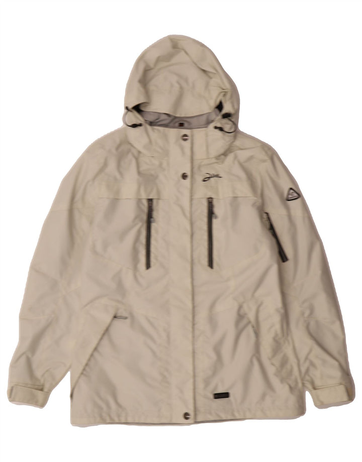 IGUANA Womens Hooded Windbreaker Jacket EU 40 Medium White Polyester Vintage Iguana and Second-Hand Iguana from Messina Hembry 