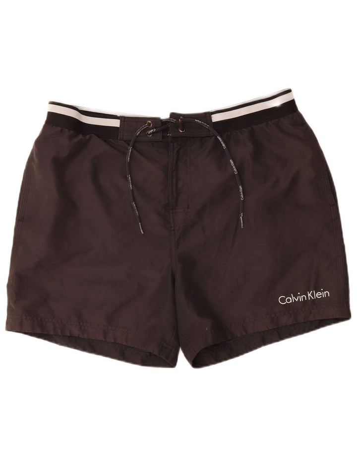 Pantaloncini da bagno grafici da uomo Calvin Klein grandi in poliestere nero