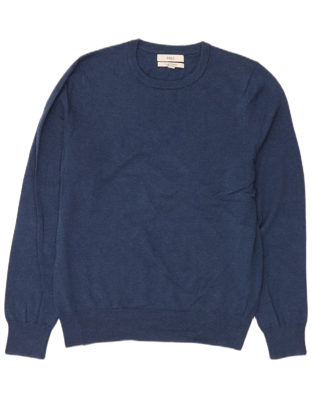 Marks & Spencer Mens Crew Neck Jumper Sweater Medium Navy Blue Cotton