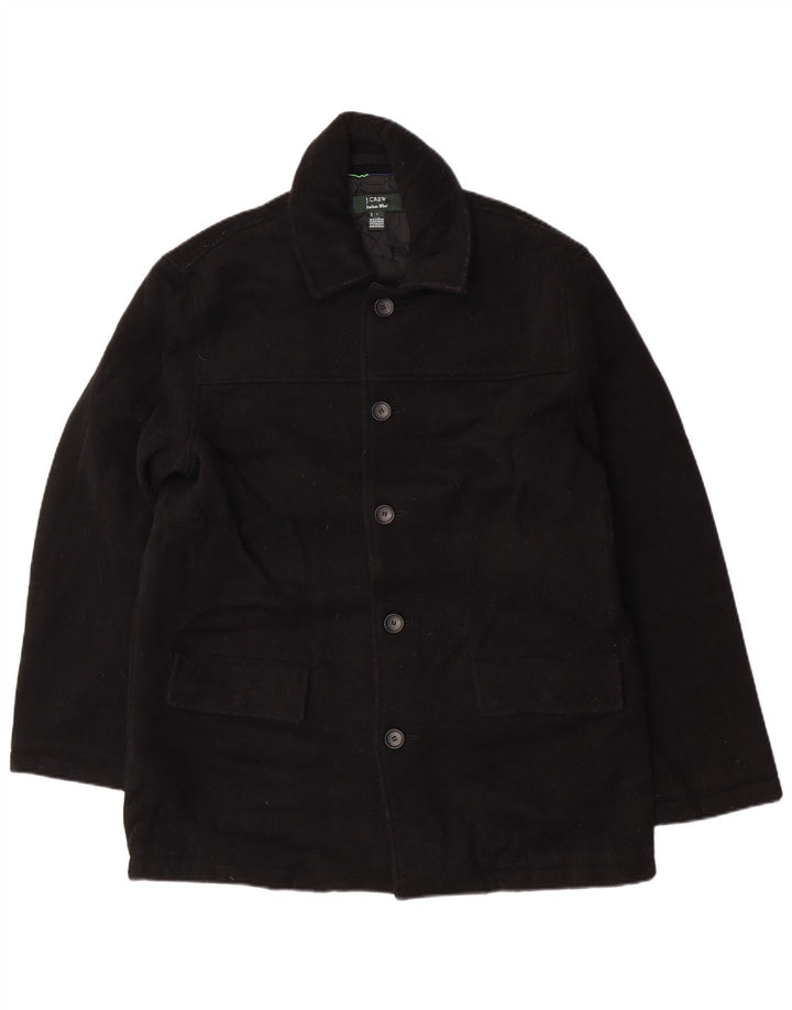 J. Crew Mens Overcoat UK 40 Large Black Wool
