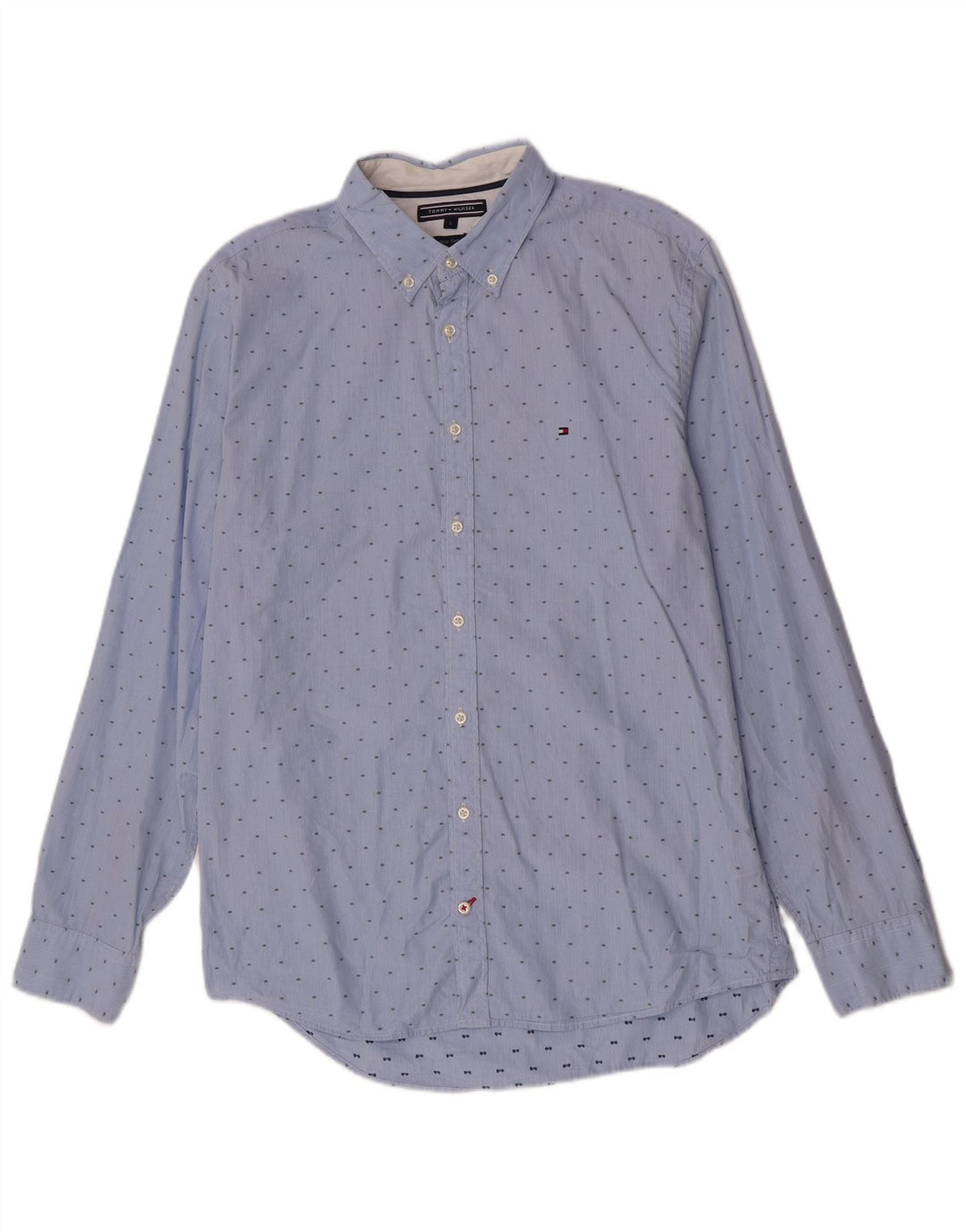 Tommy Hilfiger Mens Shirt Large Blue Pinstripe Cotton