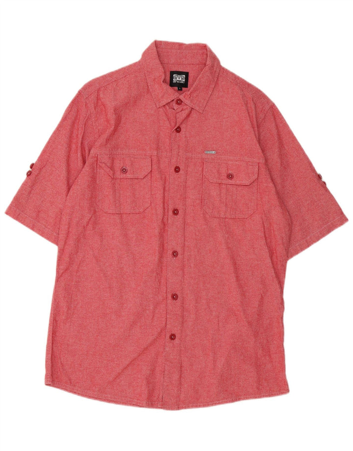 Animal Mens Short Sleeve Shirt Large Red Cotton