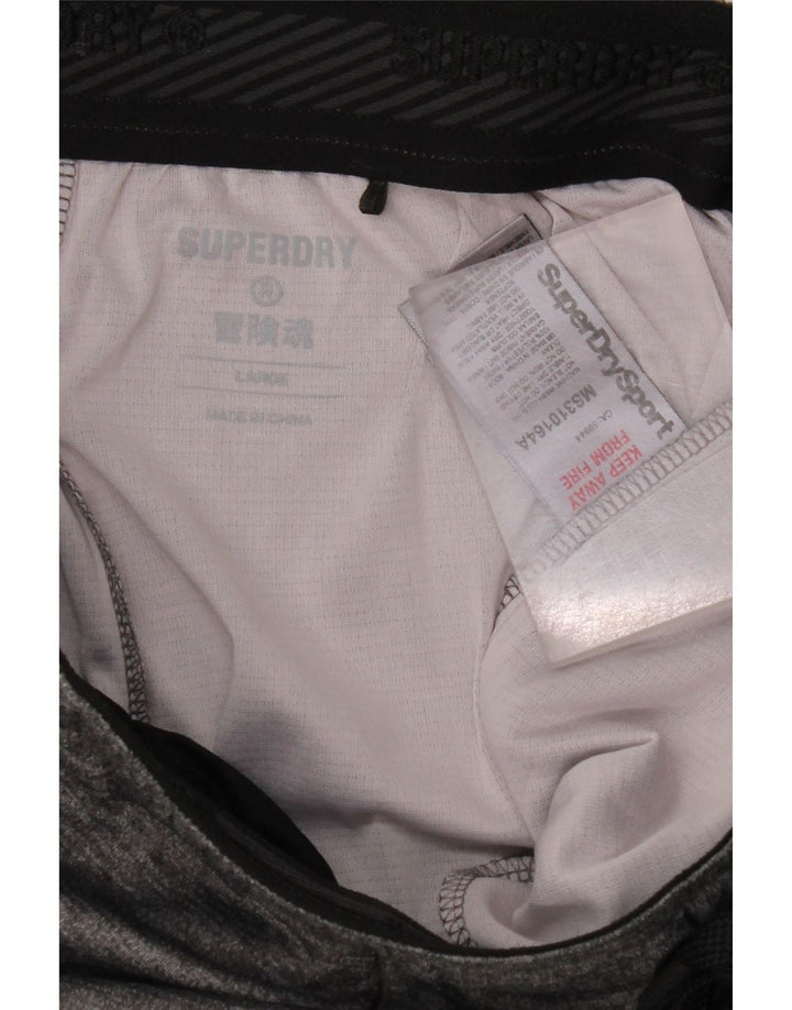 Męskie spodenki sportowe SUPERDRY, duży, szary, nakrapiany poliester