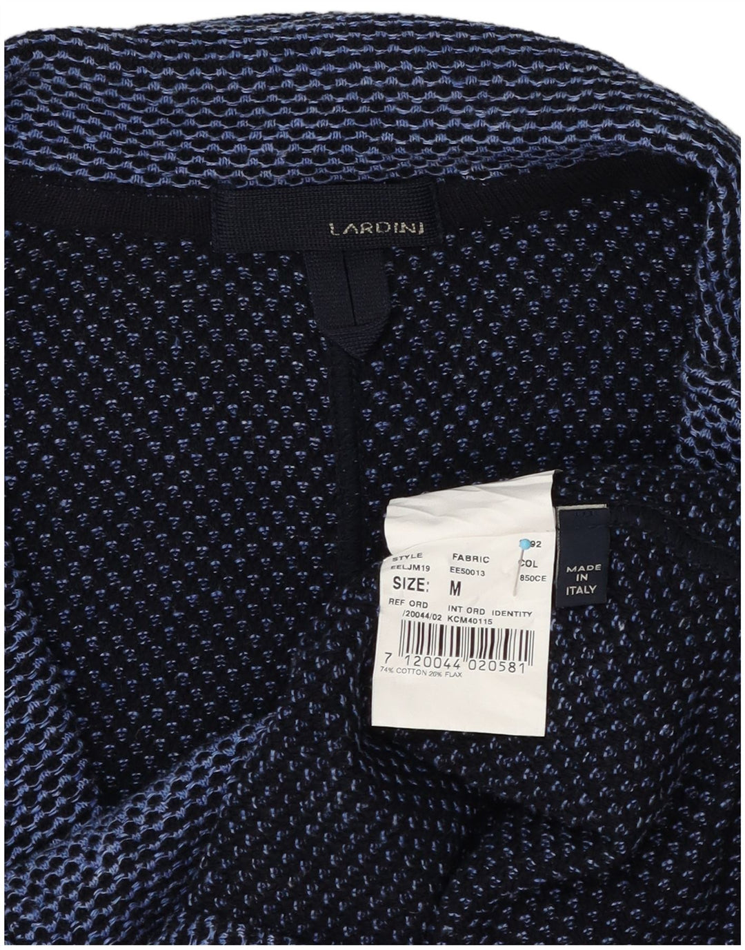 Lardini Dame 2 Button Blazer Jacket UK 12 Medium Blue Plettet Bomuld