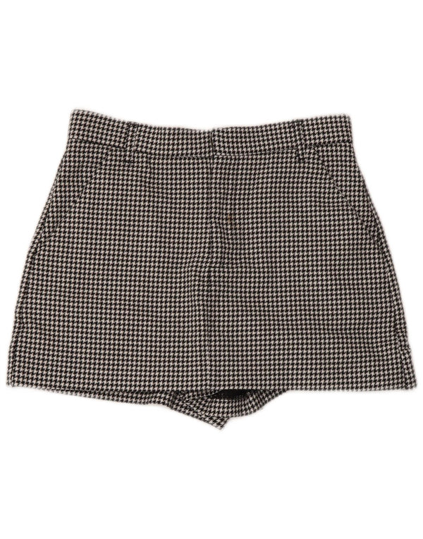 Zara Womens Chino Shorts Small W26  Black Houndstooth