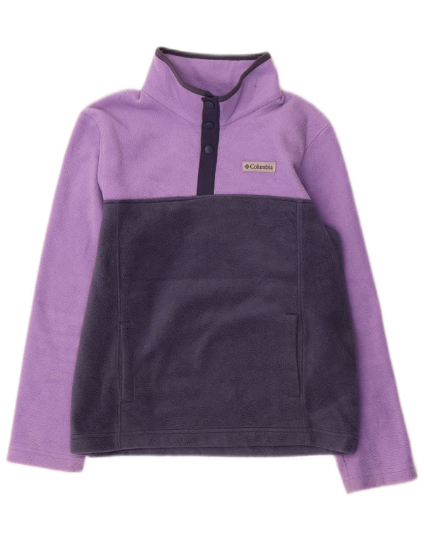Columbia Girls Fleece Jumper 10-11 Years Medium Purple Colourblock