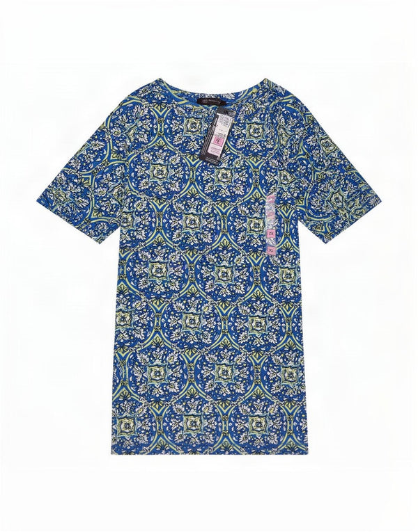 Marks & Spencer Damen T-Shirt Top UK 22 3XL Blau geblümt Baumwolle