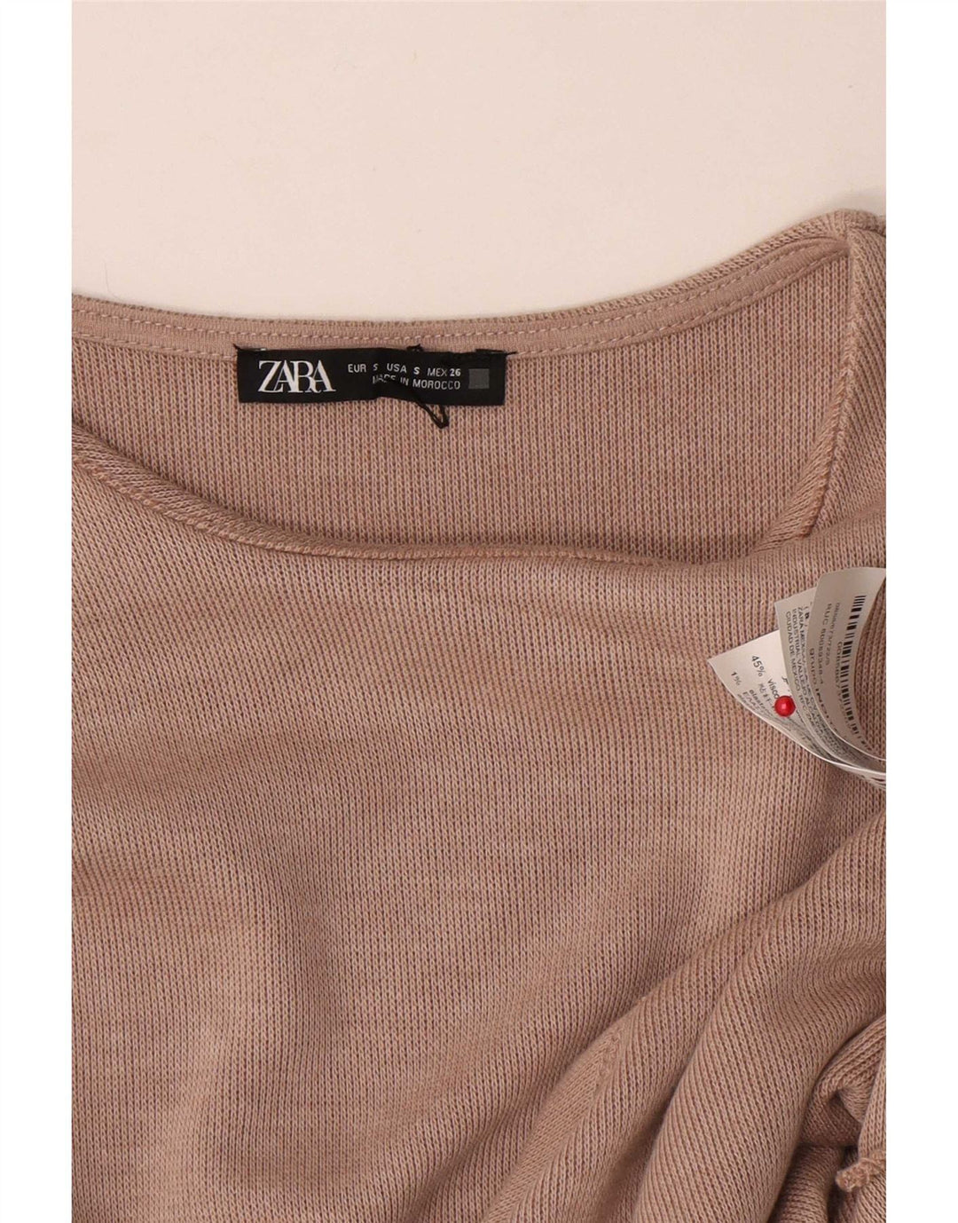 Zara Womens Front Tie Blouse Top UK 10 Small Beige Polyester