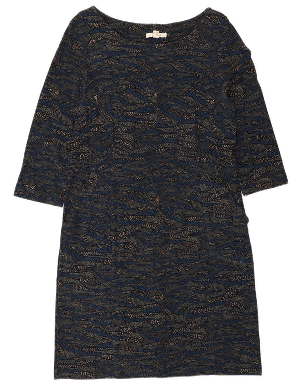 White Stuff Womens Abstract Pattern 3/4 Sleeve Basic Dress UK 14 Large Blue
