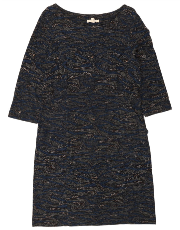 White Stuff Womens Abstract Pattern 3/4 Sleeve Basic Dress UK 14 Large Blue