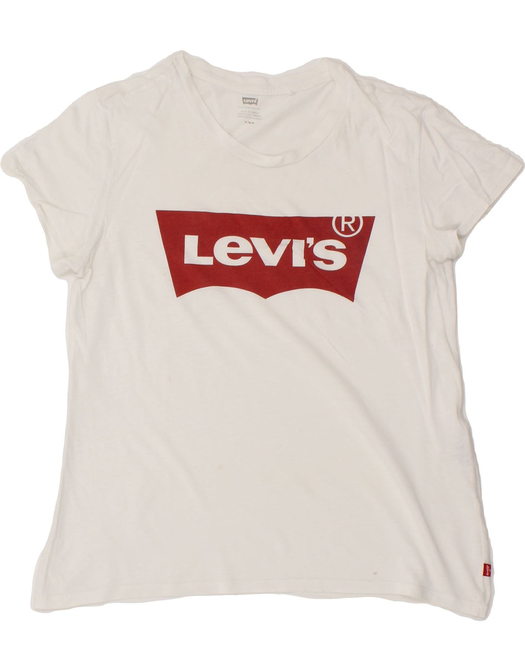 LEVI'S Womens Graphic T-Shirt Top UK 14 Medium White Cotton Vintage Levi's and Second-Hand Levi's from Messina Hembry 