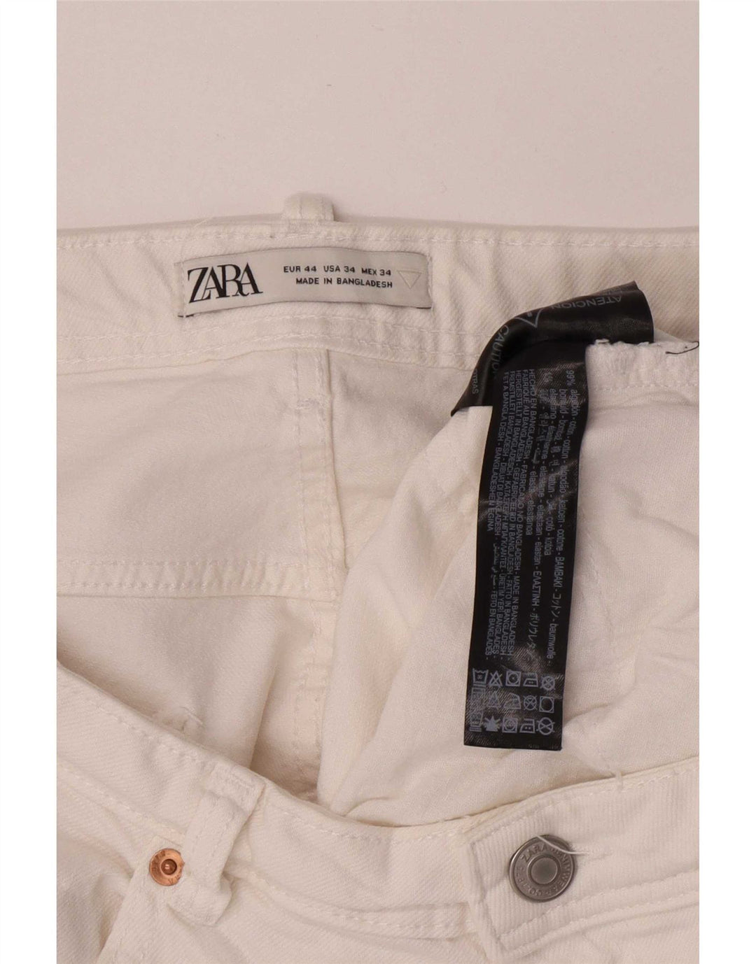 Zara Mens Denim Shorts EU 44 Large W34 White Cotton