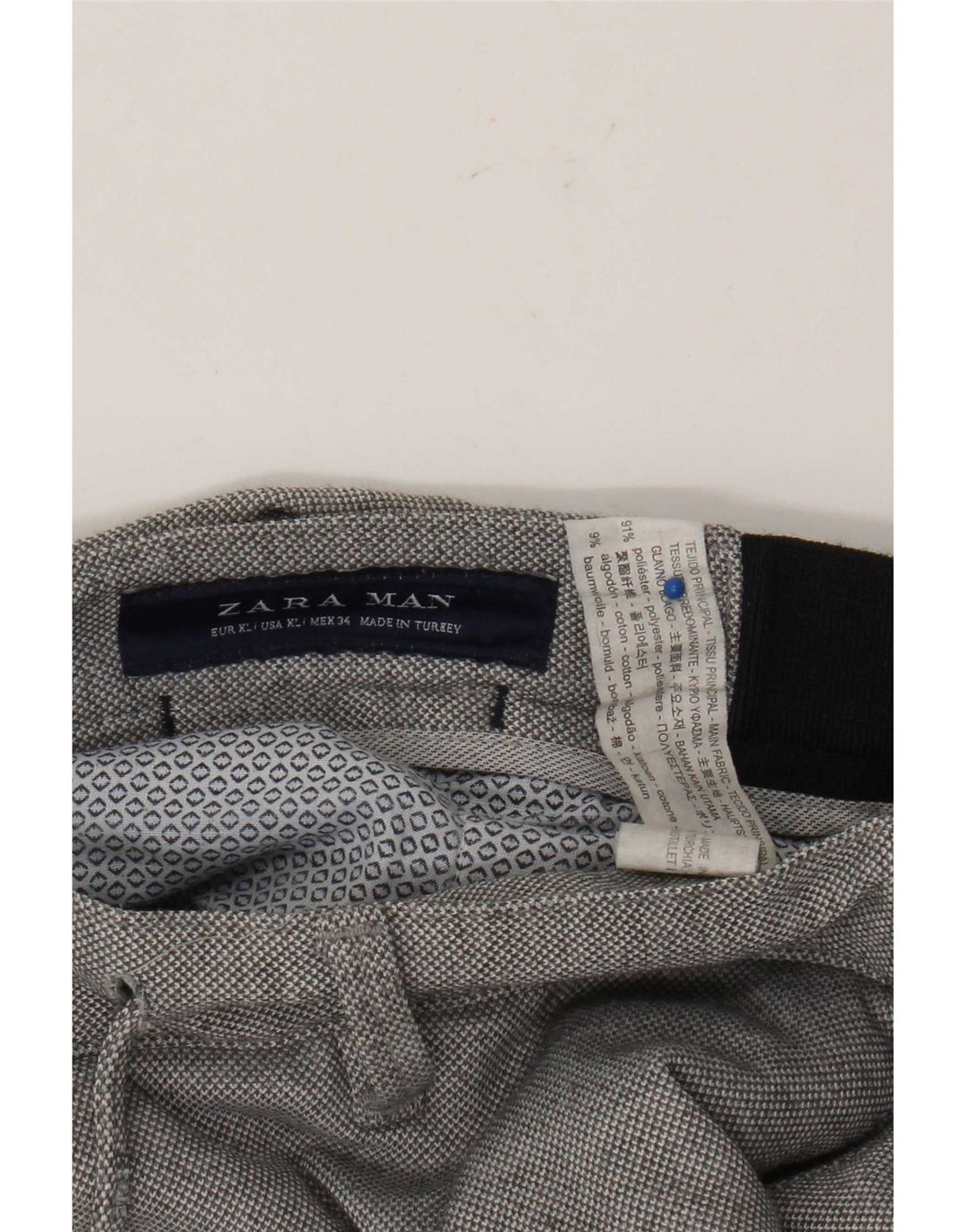 Zara Mens Slim Cropped Trousers XL W34 L26 Grey Polyester
