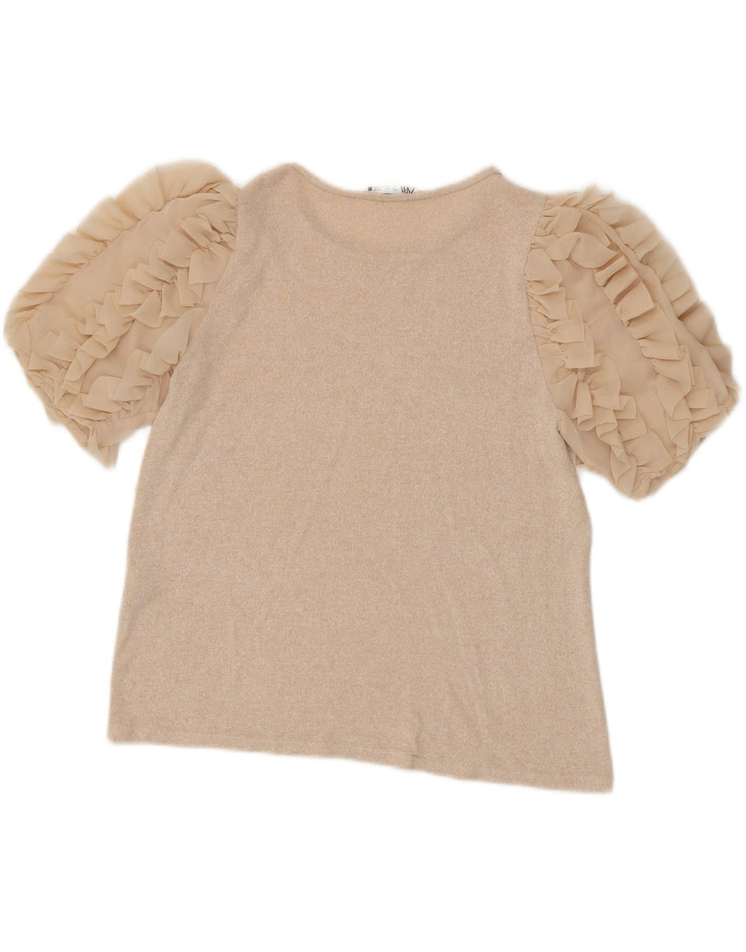 Zara Womens Blouse Top UK 14 Large Beige Viscose