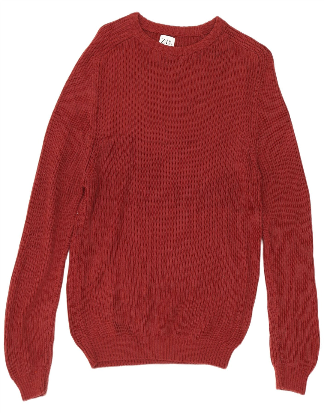 Zara Mens Boat Neck Jumper Sweater Medium Burgundy Cotton