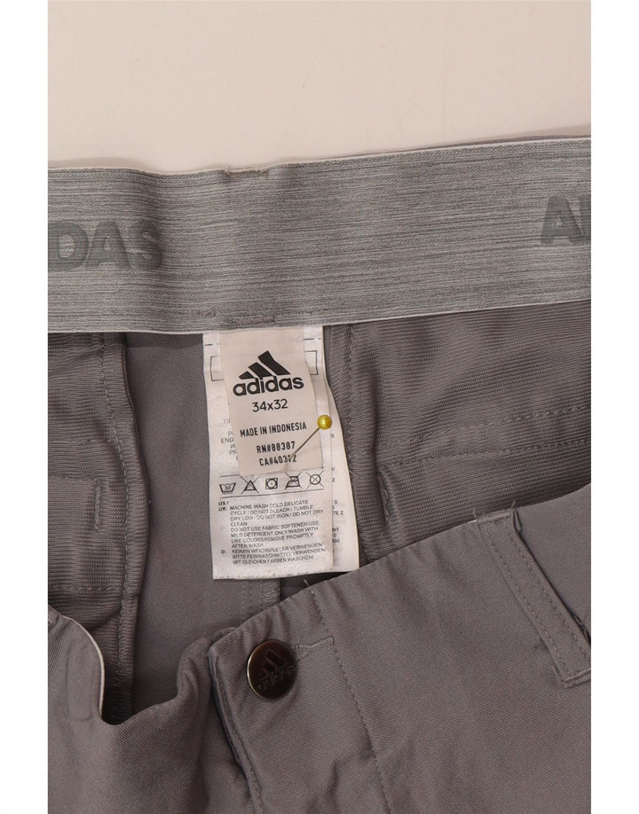 Adidas Mens Slim Chino Trousers W34 L32 Grey Polyester