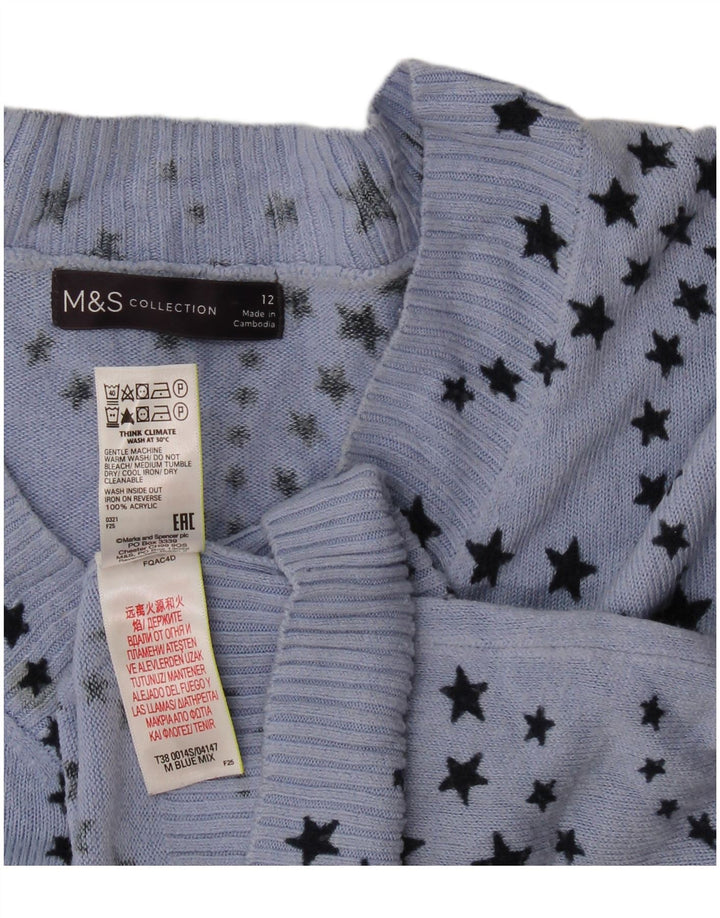 Marks & Spencer Womens Abstract Pattern V-Neck Jumper Sweater UK 12 Medium
