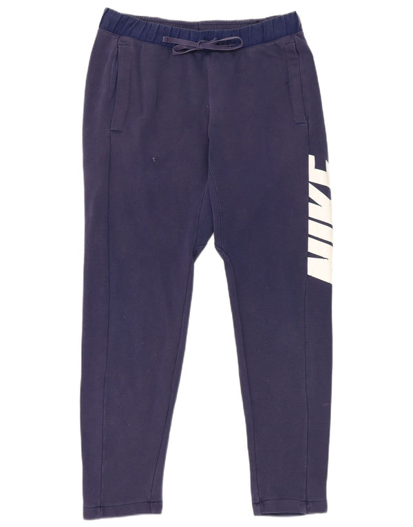 Nike Mens Graphic Tracksuit Trousers Small Navy Blue Cotton