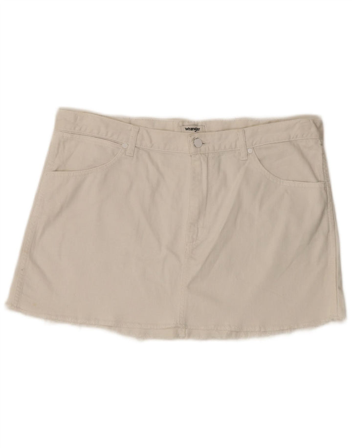 Wrangler Womens Mini Denim Skirt Large W36  White Cotton