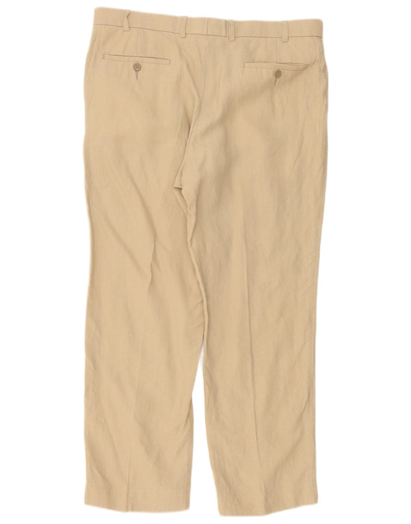 Pantaloni da abito dritti da uomo Marks & Spencer W38 L31 Lino beige