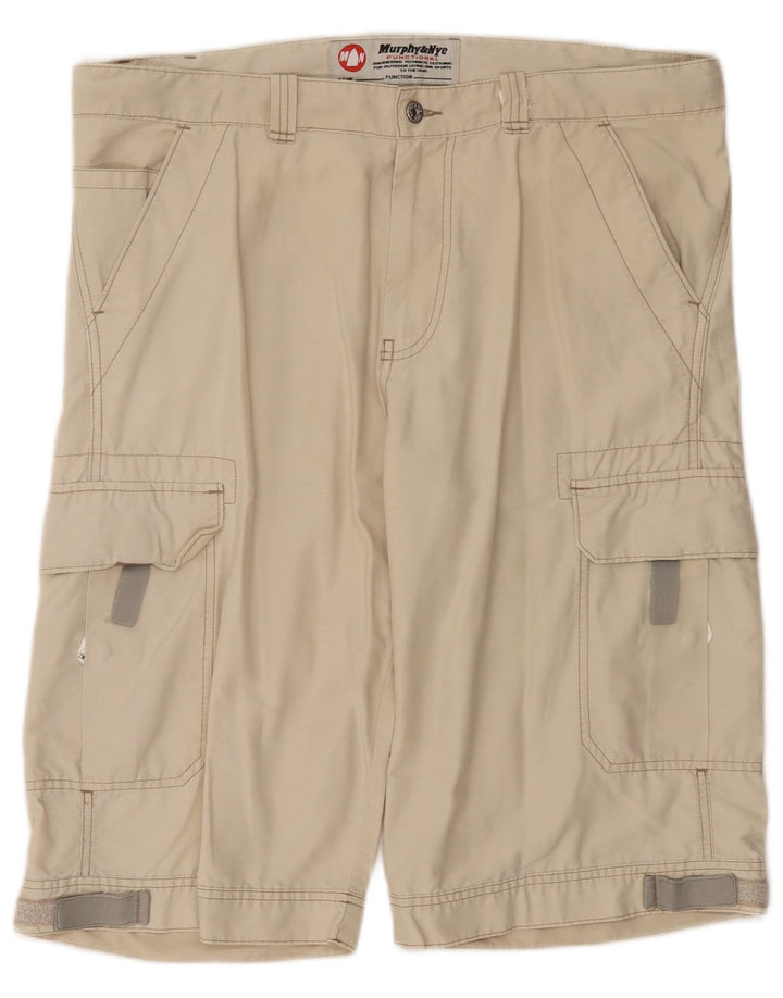 Murphy & Nye Mens Cargo Shorts W38 XL Beige Cotton