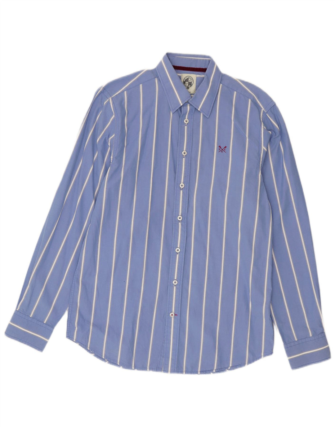 Crew Clothing Mens Tailored Fit Shirt Medium Blue Striped Cotton