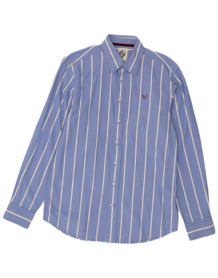 Crew Clothing Mens Tailored Fit Shirt Medium Blue Striped Cotton