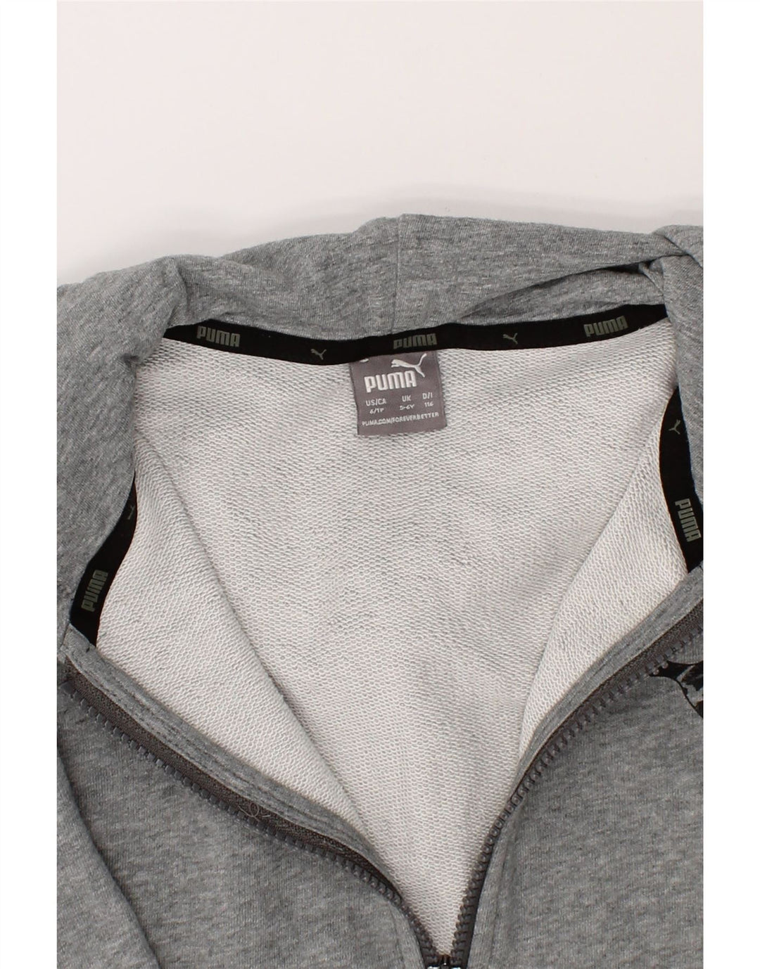 PUMA Boys Zip Hoodie Sweater 5-6 Years Grey Cotton Vintage Puma and Second-Hand Puma from Messina Hembry 