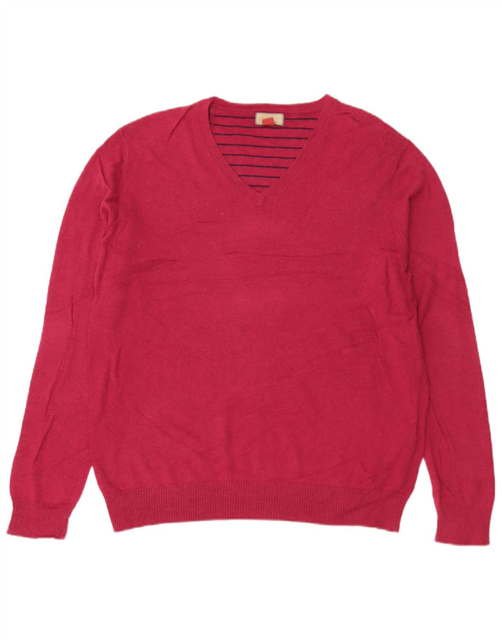 John Lewis Mens V-Neck Jumper Sweater Medium Red Cotton