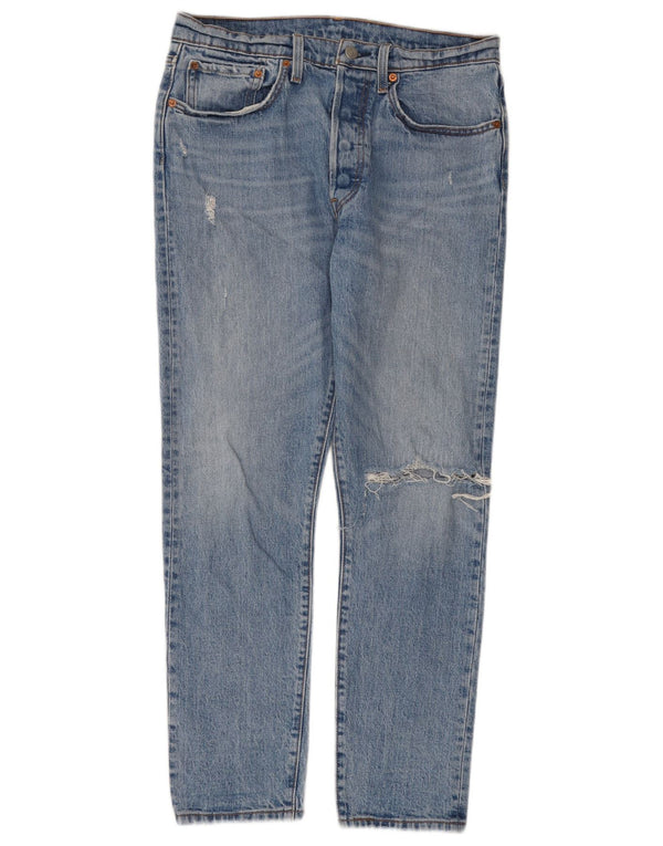 Levi's Womens 501 Distressed Straight Jeans W30 L30 Blå Bomuld