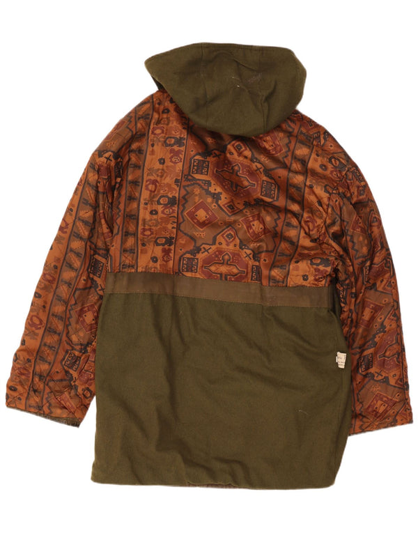 Lavorazione Artigiana Womens Hooded Parka Jacket IT 50 XL Khaki Geometric