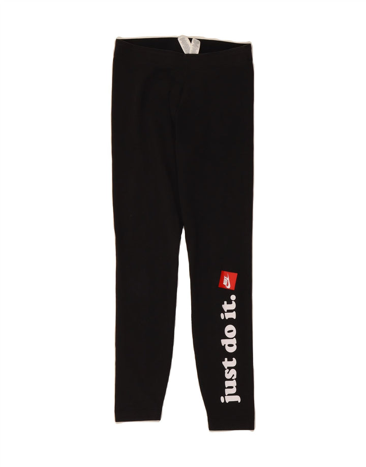 NIKE Womens Graphic Leggings UK 10 Small  Black Cotton Vintage Nike and Second-Hand Nike from Messina Hembry 