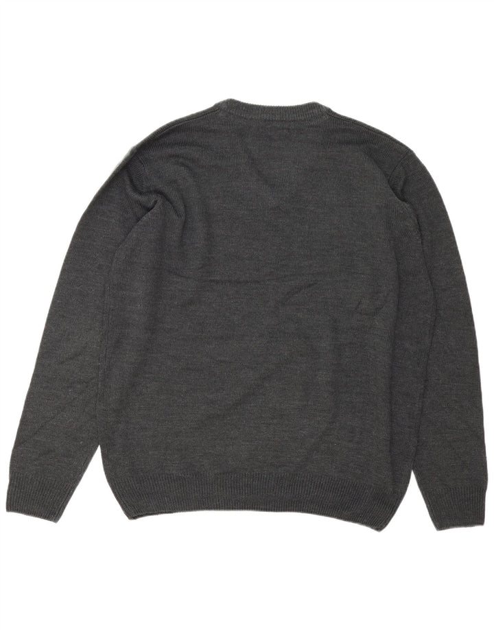 James Pringle Mens V-Neck Jumper Sweater XL Grey Acrylic