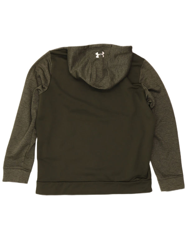Under Armour Mens Cold Gear Zip Hoodie Sweater XL Khaki Flecked Polyester