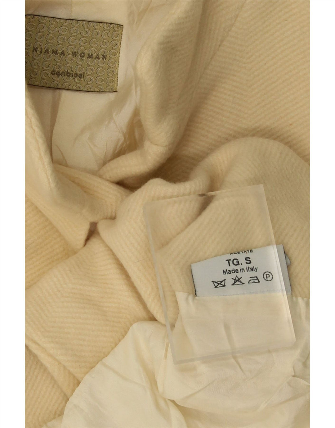 CONBIPEL Womens Overcoat UK 10 Small Beige Wool Vintage Conbipel and Second-Hand Conbipel from Messina Hembry 