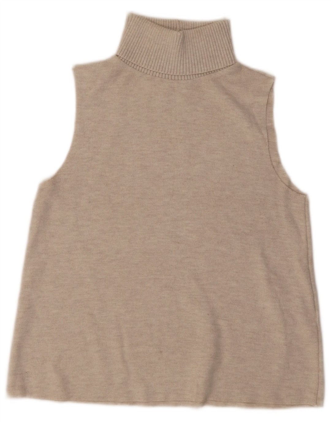 Zara Womens Sleeveless Roll Neck Jumper Sweater UK 12 Medium Beige