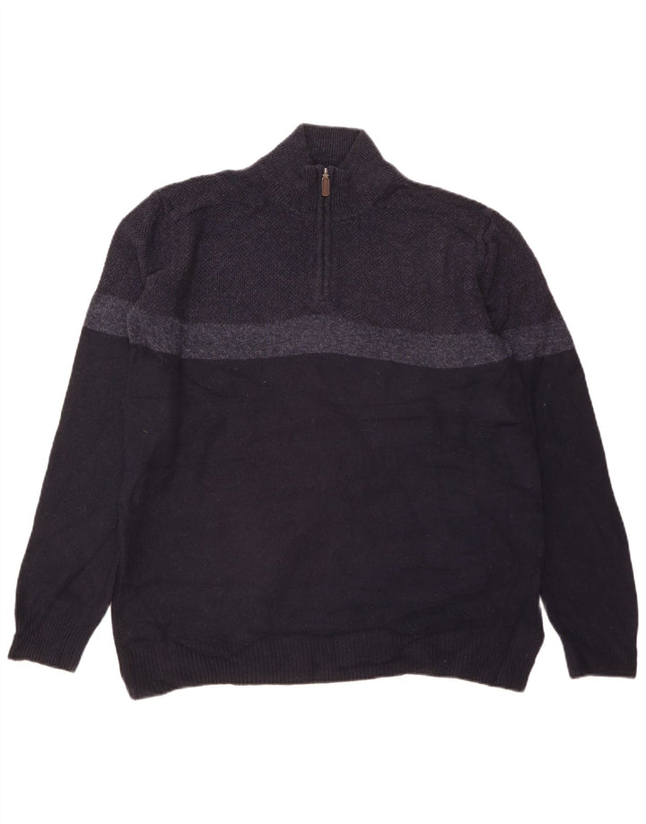 Maglione da uomo Marks & Spencer con zip e collo color block medio blu navy
