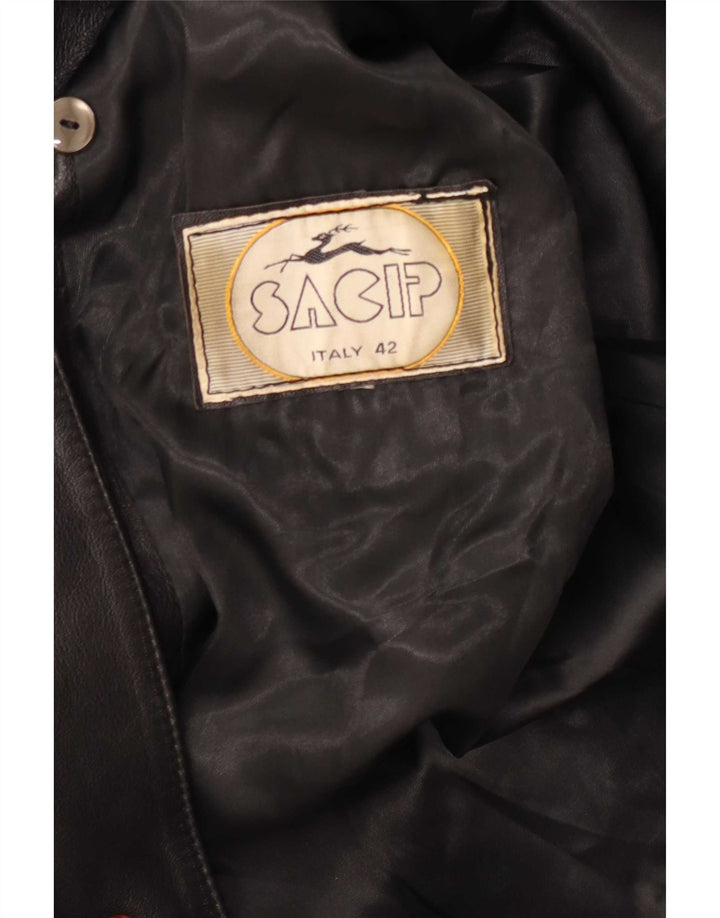 Palton din piele pentru femei Sacip IT 42 Medium Negru