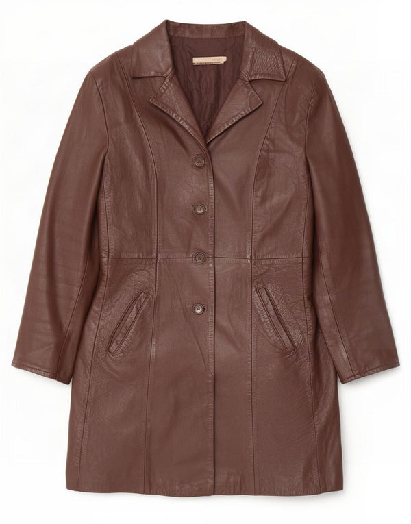 Cappotto in pelle vintage da donna IT 48 XL Marrone