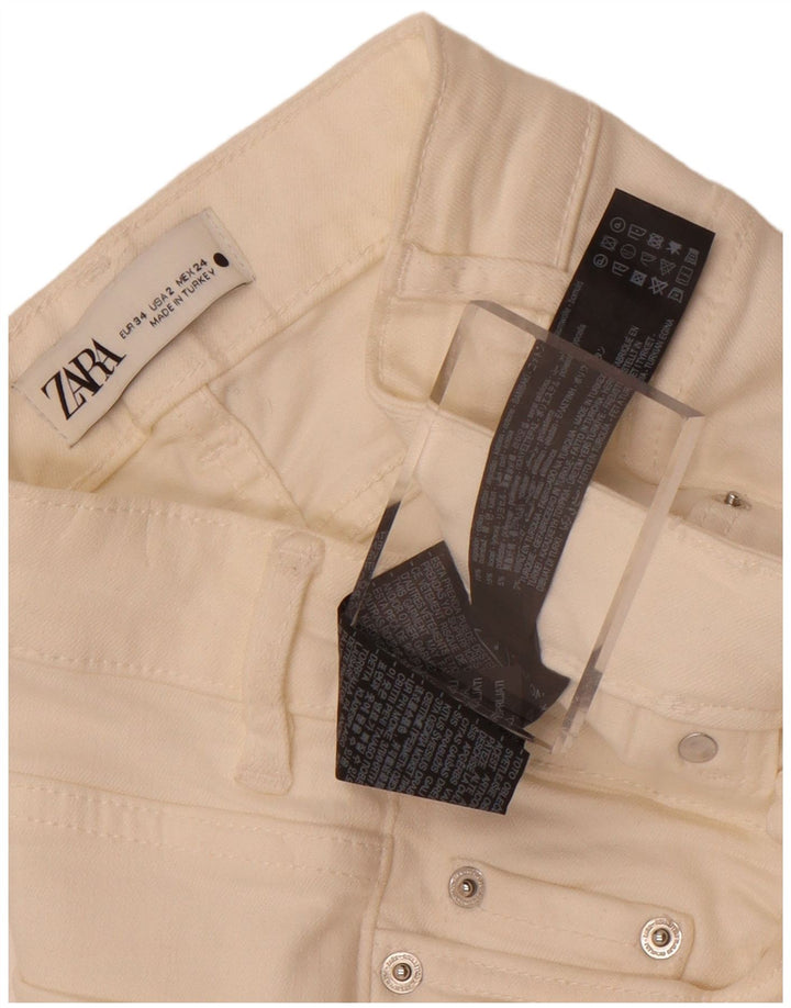 Zara Womens Flared Jeans EU 34 2XS W24 L32 White Cotton