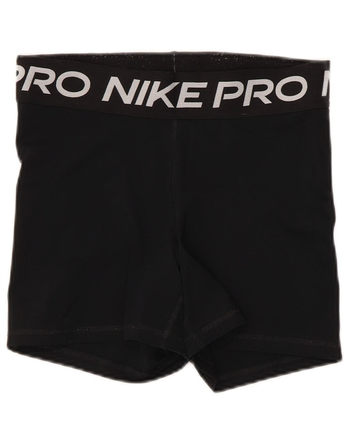 Nike Womens Dri Fit Graphic Sport Shorts UK 12 Medium Black Polyester