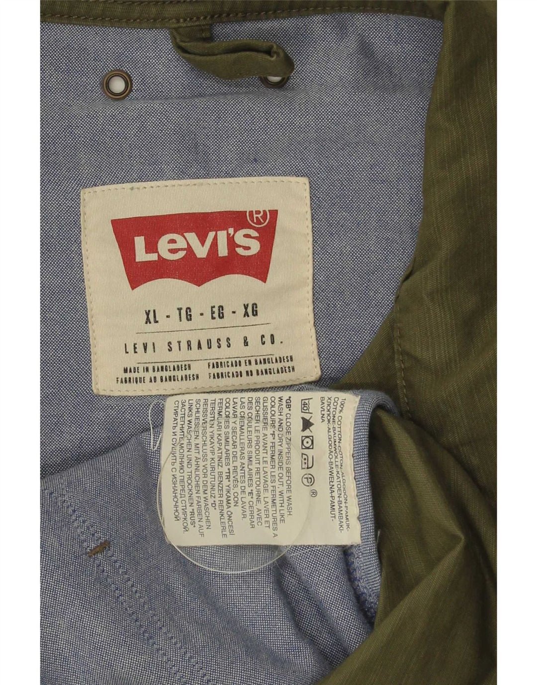 Levi's Mens Utility Jacket UK 42 XL Khaki Cotton