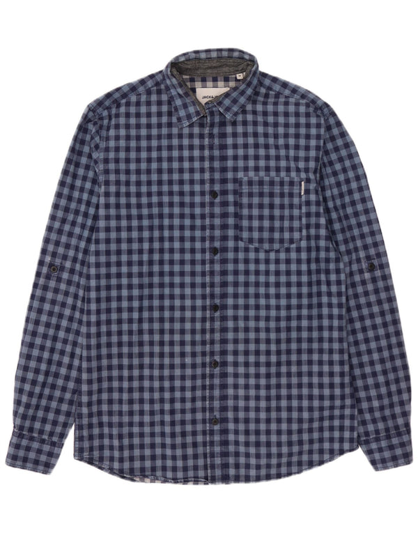 Camisa ajustada Jack & Jones para hombre a cuadros azul medio