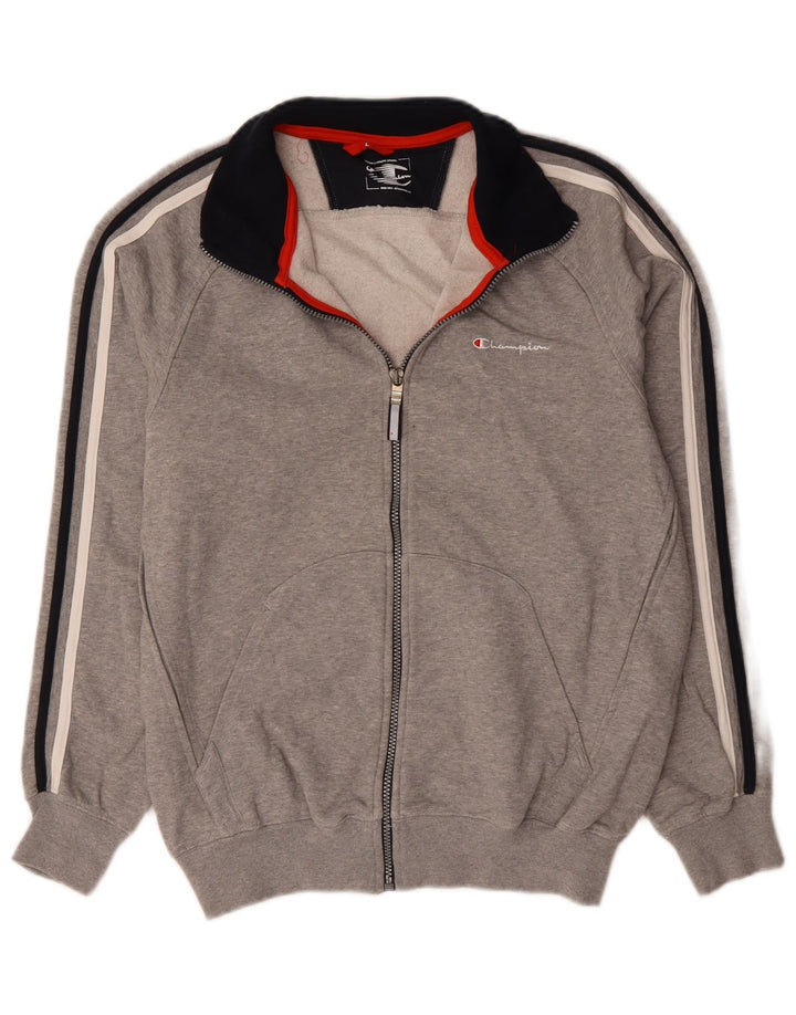 Champion Mens Tracksuit Top Jacket Large Grey Flecked Cotton